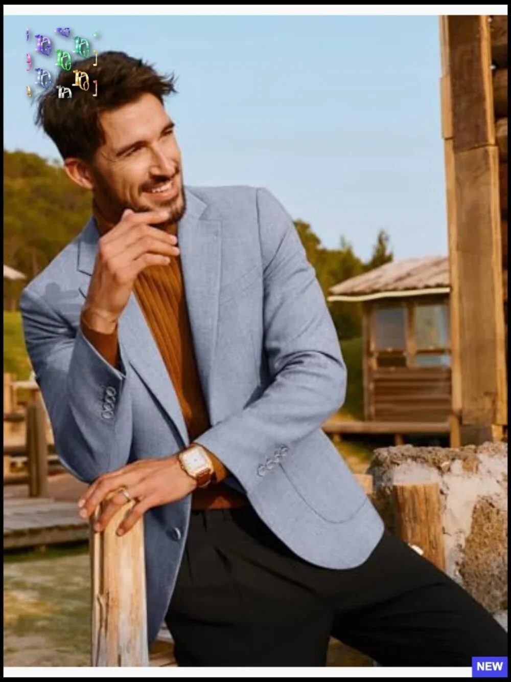Slim Fit Blazer Lightweight Pattern Lined Notch Lapel Casual Sport Coat